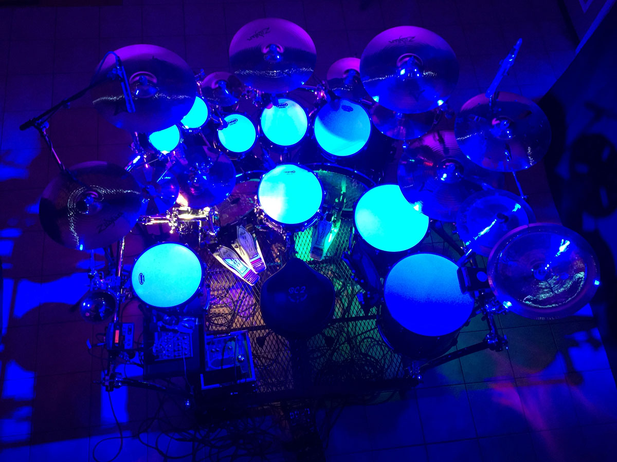 An overhead shot of the kit set up at Red V Studios.